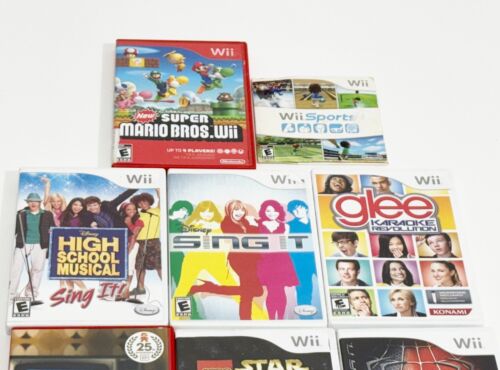 Pacchetto console sportiva Nintendo Wii in scatola originale 10 giochi 2 controller Mario - Foto 18 di 19