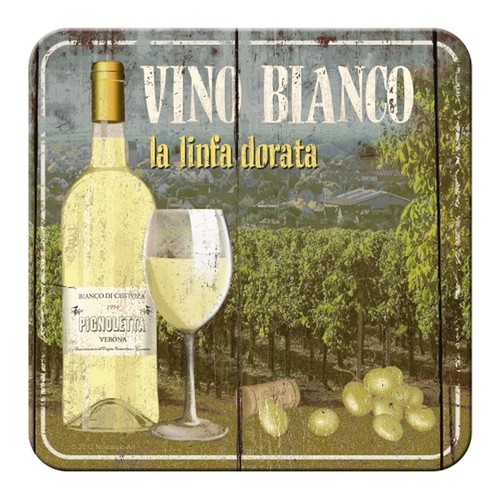 Nostalgic Art Metalluntersetzer Vino Bianco Weisswein 9 x 9 Kork Unterseite * - Picture 1 of 3