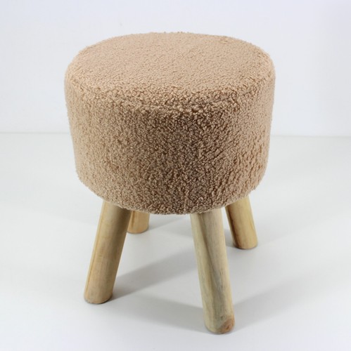Sitzhocker mit Felloptik Beige Hocker Plüsch Fellhocker Teddyfell Fußhocker - Bild 8 von 12
