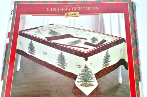 Spode Tartan Christmas Tree * 60" x 84" TABLECLOTH * New in Package - Picture 2 of 5