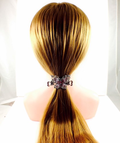 VINTAGE SCHMETTERLING HAARKRALLE CLIP HAARNADEL USE SWAROVSKI KRISTALL ELEGANT LILA - Bild 10 von 12