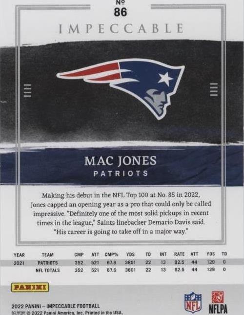 2022 Panini Impeccable Mac Jones #86
