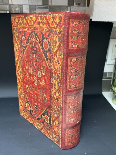 Caja de almacenamiento magnética de libros de 9"x13"x2,75" con imitación de cuero estilo marroquí decorado - Imagen 4 de 14