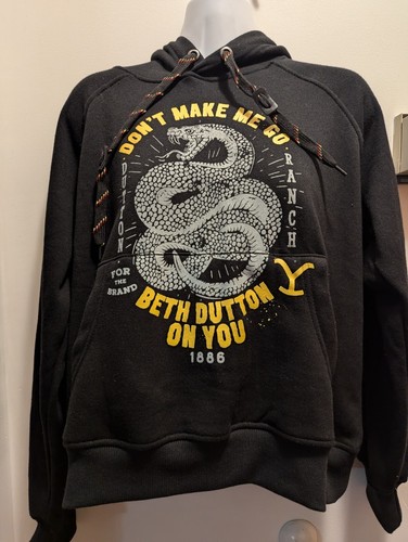 Yellowstone Juniors Small Black Don't Make Me Go Beth Dutton Black Hoodie New - Picture 1 of 9