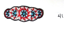 5 Circle Beaded Barrette w Gemstone centers French Clip Closure 3.75x1.5" 41