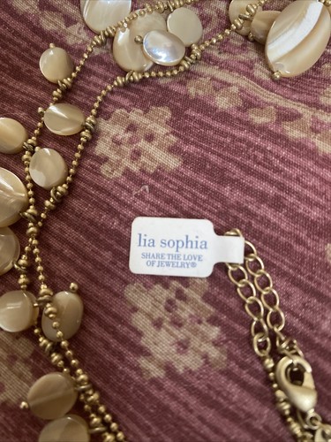 Lia Sopia 32 inch Tan long necklace with matching earrings - Picture 6 of 7