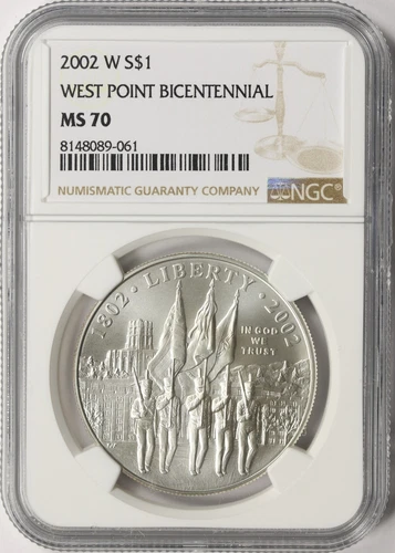 2002-W West Point Bicentennial Commemorative Silver Dollar $1 NGC MS70