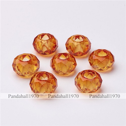 100 Pcs Faceted Rondelle Large Hole Glass European Beads No Metal Core 14x8mm - Picture 12 of 89