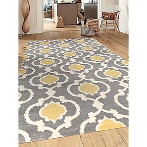 Moroccan Trellis Contemporary Gray Yellow 9 X 12 Indoor Area Rug Ebay Stock Photo