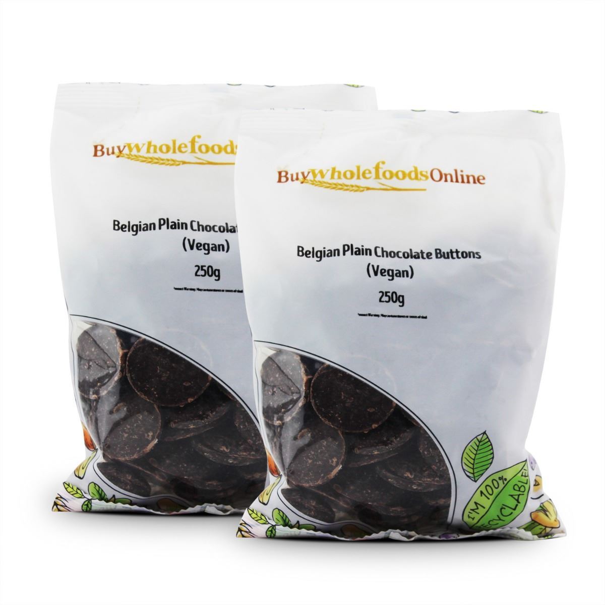Belgian Plain Chocolate Buttons (Vegan) 500g | BWFO | Free UK Mainland P&P