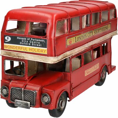 London Double Decker Bus Metal Ornament Model Sculpture Replica Decoration
