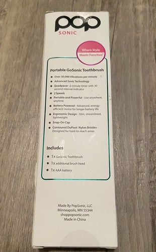 New Pop Sonic Floral Print Toothbrush 2 Speeds Travel Electric Toothbrush Gift - Picture 2 of 3