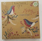 Tom Smith Box of 12 Premium Square Christmas Cards & Envelopes Birds Floral NWT