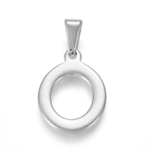 1pz ciondolo lettera alfabeto in acciaio inox colore argento scuro 20mm x1,8mm - Foto 16 di 24