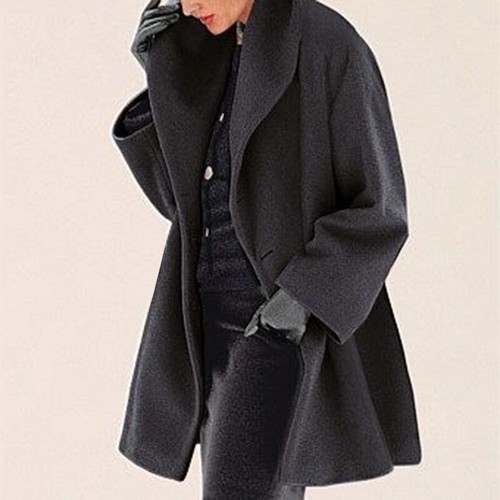 Damen weicher gebürsteter Trichterausschnitt Mantel Winterjacke Langarm Mantel warm - Bild 17 von 31