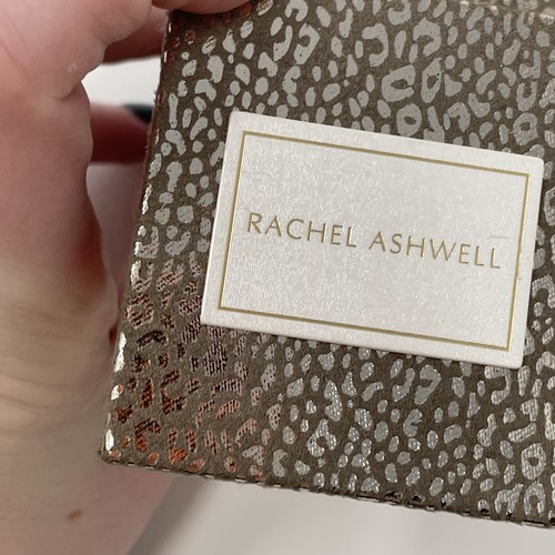 NEW RACHEL ASHWELL Sterling Silver Cubic Zirconia Link Earrings Stud Fan - Picture 6 of 6