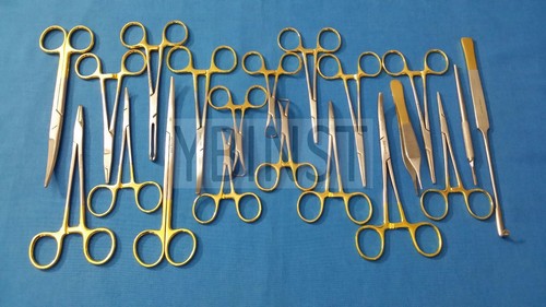 SET OF 20 PCS GOLD HANDLE T/C FELINE SPAY PACK SURGICAL INSTRUMENTS KIT - Picture 5 of 12