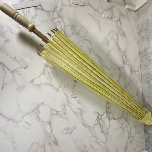 Wood & Paper Parasol Design Umbrellas Yellow Set of 9, Party,Wedding Decorations - Picture 10 of 15