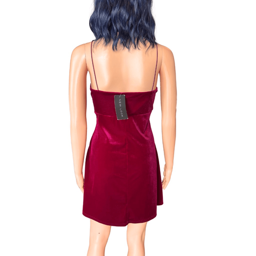 New Look ASOS Burgundy 90s Y2K Retro Velvet A-Line Mini Dress Size 10 NWT - Picture 4 of 7