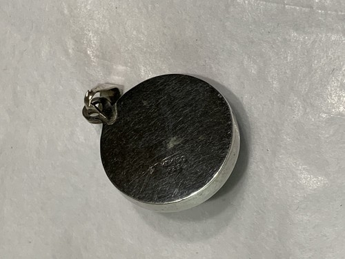 vtg mexican sterling silver black onyx round pendant 10.9 gr  - Picture 3 of 6