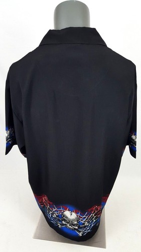 Chrome Eagle Men's Button Black Tribal Skull Short Sleeve Shirt Size Large - Picture 2 of 9