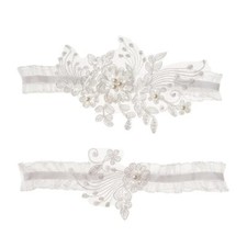 Wedding Garter for BrideBridal Garter Set Stretchy Lace Leg Garter with Flowe...