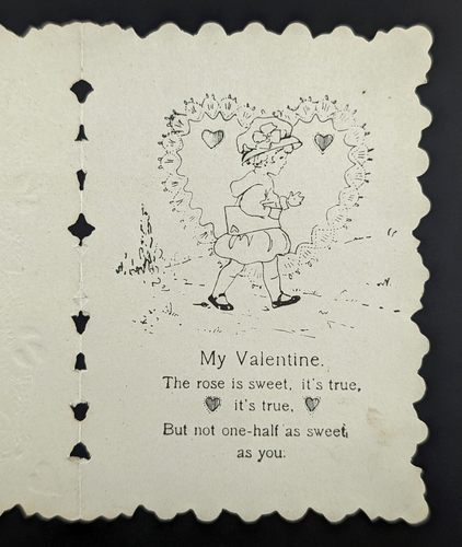 Vintage Die Cut Valentine Card Girl Hearts Bow Arrow Whitney Made - Picture 6 of 9