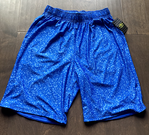 Athletic Works Knit Jersey Shorts Blue Print Elastic Waist Mens Small 28-30 - Picture 1 of 3