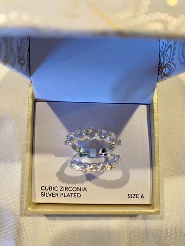 Silver-Tone 2-Pc Set Cubic Zirconia Stack Rings, Created for Macy's SZ 6 NIB - Picture 5 of 7