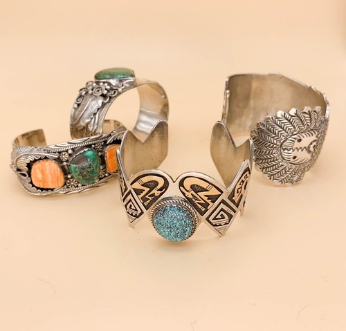 Leal Damon Vintage Türkis Sterlingsilber & 14K Armband Manschette - Bild 12 von 12