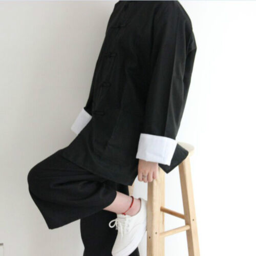 Unisex Linen Chinese Tang Suit Traditional Kung Fu Tai Chi Jacket Coat Clothing - Picture 3 of 10