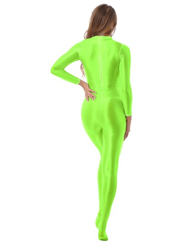 iEFiEL Damen Glänzende Overall mit Reißverschluss Sexy Jumpsuit Catsuit Clubwear - Bild 83 von 124