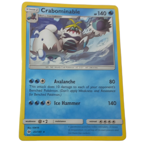 Pokemon Trading Card Crabominable Sun Moon 43 Water Ice Hammer Avalanche - Picture 19 of 24