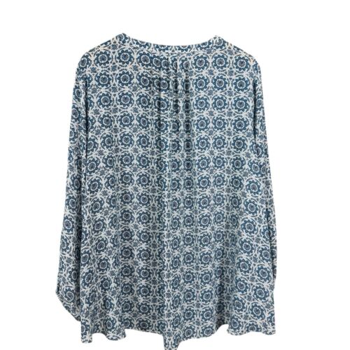 Blusa túnica Tahari para mujer 3X Top Popover azul floral manga larga campesina madura - Imagen 3 de 10