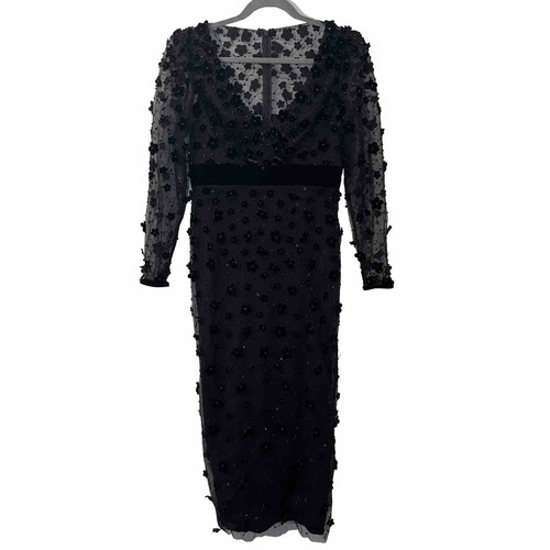 MAC DUGGAL 67856 dress black midi 4 floral long sleeve gown formal wedding NWT - Picture 7 of 18