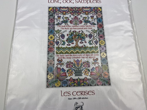 Long Dog Samplers Les Cerises Counted Cross Stitch Pattern Sampler - Picture 2 of 3