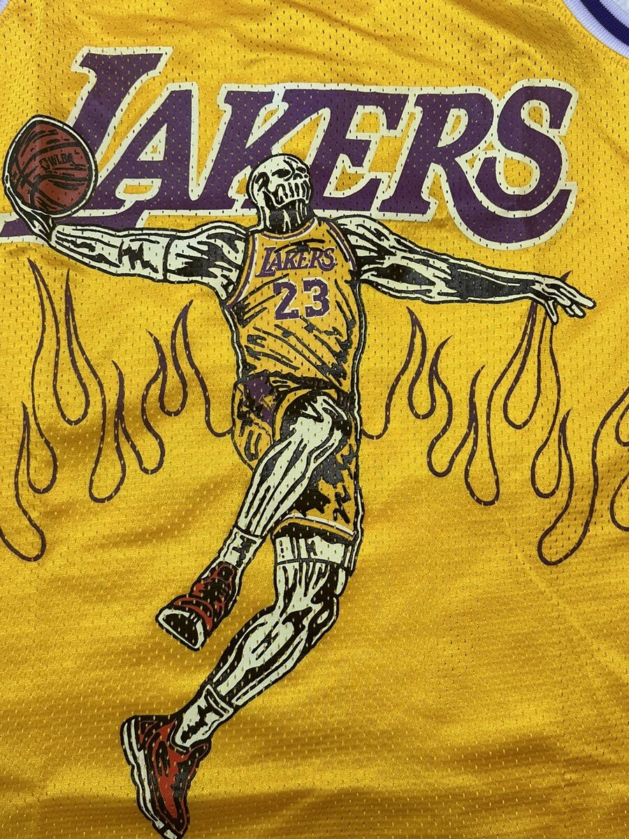 Warren Lotas LeBron James Los Angeles Lakers Jersey LA Yellow Purple Size L NEW