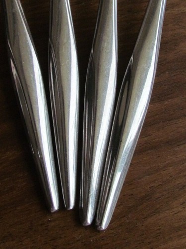 Lot Set Youth 1847 Rogers Bros Stainless 4 Salad Forks Midcentury Modern Atomic - Picture 11 of 11