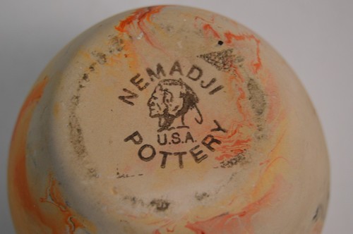 Vintage Nemadji Pottery USA Orange Swirl Red Clay Collectible Native - Picture 8 of 19