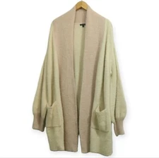 Who What Wear Soft Fuzzy Knit Two Tone Open Long Sleeve Cardigan Sweater L