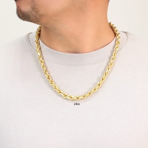 10K Yellow Gold 1.5mm-10mm Diamond Cut Rope Chain Necklace Mens Women 16"- 30" - Picture 68 of 120