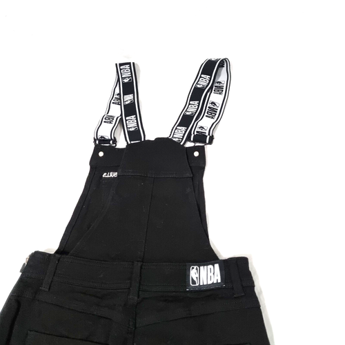 Chicago Bulls Dungaree Overalls NBA Black Denim Zip Up Knee Length Women Size XS - Picture 9 of 24