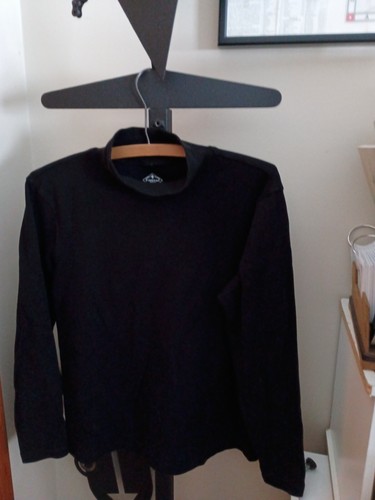 St Johns Bay schwarz Damen Lg Stehkragen Langarm 100 % Baumwolle