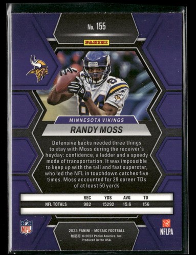 2023 Panini Mosaic #155 Randy Moss Minnesota Vikings - Picture 2 of 2