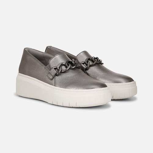Naturalizer Womens Slip On Loafers Shoes 12 M Daphne Pewter platform sneaker