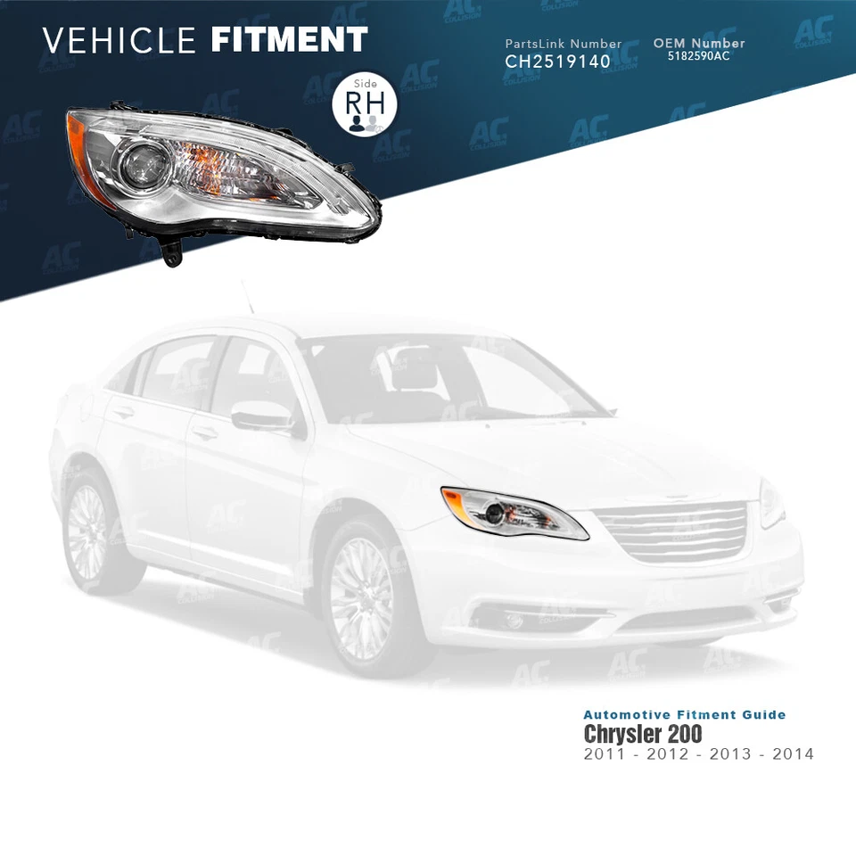 Farol TYC passageiro direito para 11 12 13 14 13 Chrysler 200 destro - Imagem 2 de 4