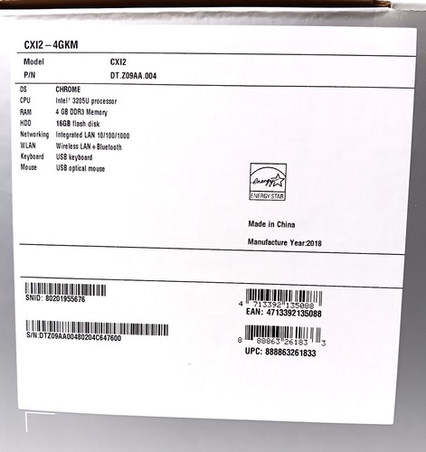 New Acer Chromebox CXI2-4GKM 4GB RAM 16GB SSD Desktop Black Keyboard & Mouse - Picture 12 of 12