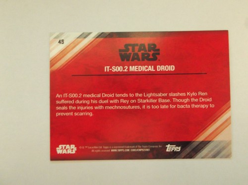 Topps - Star Wars The Last Jedi "IT-S00.2 MEDICAL DROID" #45 Trading Card - Bild 2 von 2