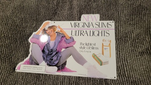 Vintage Virginia Slims Ultra Lights 1987 Tin SIGN - Picture 1 of 5