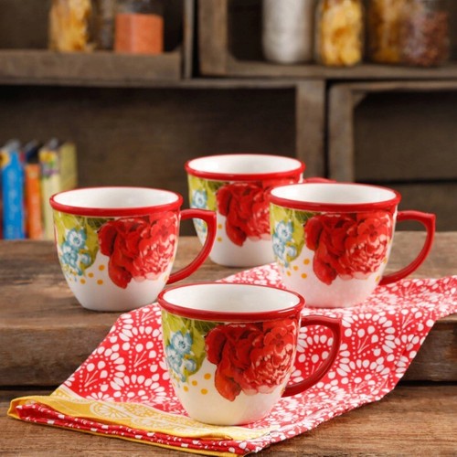 4-Piece 16-Ounce Coffee Cup Set Microwave Safe Everyday Entertaining Stoneware